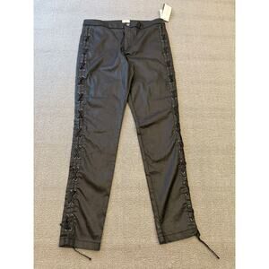 French Connection Women's Size 8 Black Coated Lace Up Pants